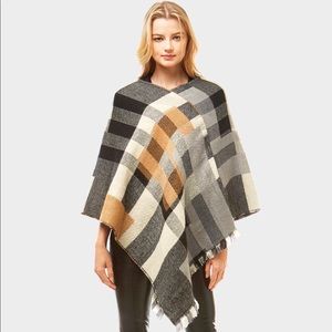 Ladies plaid poncho one size New
